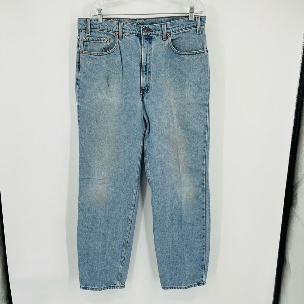 VTG Levi's 550 Denim Relaxed Fit Straight Jeans Medium Wash Blue Mens Size 38x32